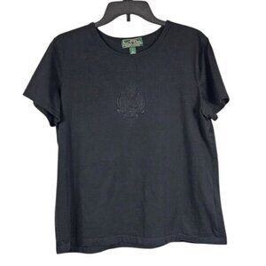 Lauren Ralph Lauren Black Crewneck Tshirt Sz XL Large Embroidered Large‎ Crest